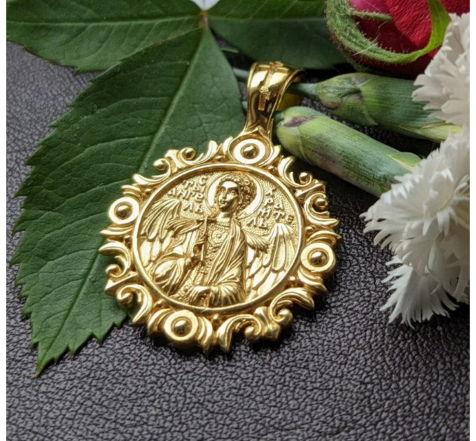 Orthodox Guardian Angel medallion with prayer, body icon, orthodox jewelry,silver pendant, handmade jewelry, religious pendant